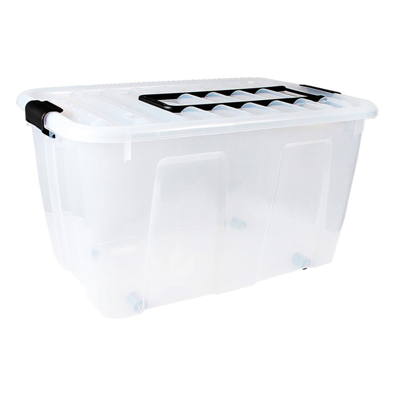 Kunststof opbergbox op wielen met handvat